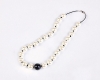 Necklace short length with white synthetic pearls